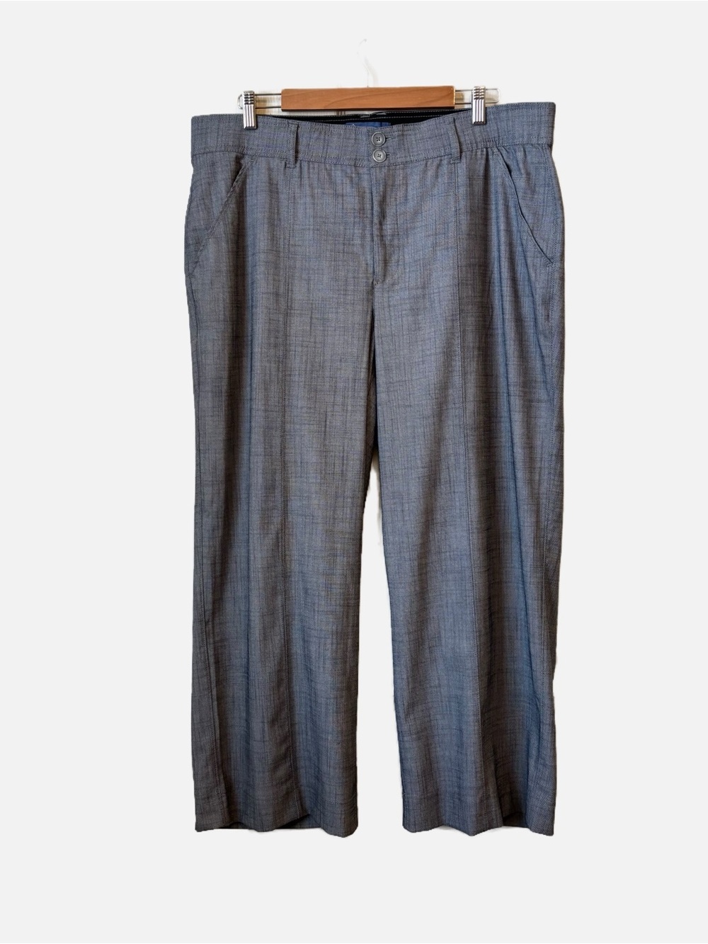 Democracy Wide-Leg Gray Plaid High-Rise Ab Solution Stretch Pants Size 16W